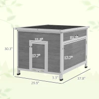 PawHut Wooden Duck Coop with Openable Roof, Removable Floor, Double Doors, Ramp, for 3-6 Ducks, Chickens, 30" x 38" x 30"(m-3)