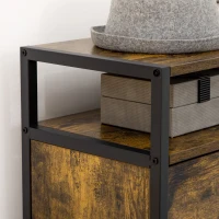 HOMCOM Industrial 12 Pair Shoe Storage Cabinet with 3 Flip Drawers and Open Shelf, Shoe Storage Organizer Rustic Brown(m-9)