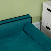 PawHut Large Dog Couch for a Fancy Dog Bed, Elevated Dog Sofa Bed with Washable Cover, Wooden Legs, Teal(m-9)