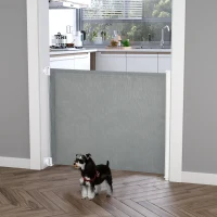 PawHut Retractable Pet Safety Barrier Gate, Flexible and Extensible for Stairways Doorways Hallways, Grey(m-1)