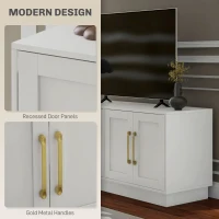 HOMCOM Modern TV Stand for up to 55" TV, TV Cabinet with 4 Soft Hinged Doors, 4 Cable Holes and 2 Adjustable Shelves, White(m-7)