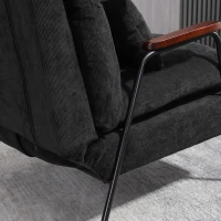 HOMCOM Accent Chair with Ottoman, Reclining Comfy Chair with Adjustable Backrest, Steel Frame and Pillow for Living Room, Bedroom, Black(m-9)