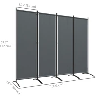Outsunny Folding Room Divider, Privacy Screen for Patio Backyard Pool Hot Tub, 5.6FT Tall, Dark Grey(m-3)
