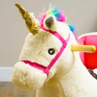 Qaba Rocking Horse Unicorn with Sound, Safety Belt, Wooden Base, for 18-36 Months(m-10)