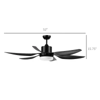 HOMCOM 52" Reversible Indoor Ceiling Fan with Light, Modern Mount LED Lighting Fan with Remote Control, for Bedroom, and Living Room, Black(m-3)