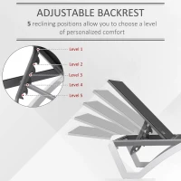 Outsunny Outdoor Chaise Lounge Chair, Patio Aluminum Tanning Chair with 5-Level Adjustable Back, Portable Wheels, Breathable Mesh Fabric, for Pool, Deck,  Garden, Black(m-4)