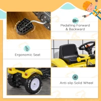 Aosom Kids Ride on Excavator, Pedal Go Kart with Front Loader Digger for 3 Year Old, Yellow(m-5)