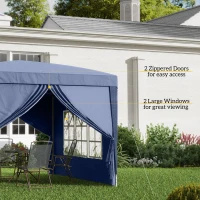 Outsunny 10'x10' Outdoor Pop Up Party Tent Wedding Gazebo Canopy with Carrying Bag (Blue)(m-7)