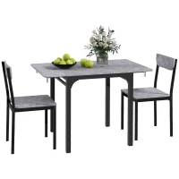 HOMCOM Foldable Dining Table Set for 2, Drop-Leaf Kitchen Table with 2 Chairs for Apartments, Studios, Natural Drop-leaf Dining Table Set Includes 2 Chairs(m-11)