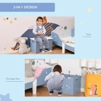 Qaba Kids Toy Storage Box, Organizer Chest with Gas Stay Bar Seating Bench, Blue(m-6)