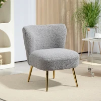 HOMCOM Lounge Chair for Bedroom Living Room Chair with Soft Upholstery and Gold Legs Charcoal Grey(m-1)