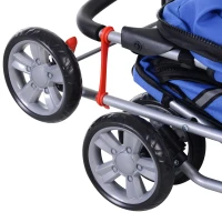 PawHut 4 Wheel Pet Stroller for Small Dogs Cats, Dog Stroller with Folding Sunshade Canopy, Pet Carrier Folding Sunshade Canopy with Brake, Safety Leash, Cup Holder, Blue(m-10)