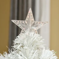 HOMCOM 2.5FT Prelit Artificial Tabletop Christmas Tree with Fibre Optics Holiday Home Xmas Decoration for Table and Desk White(m-10)