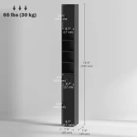 kleankin 71" Tall Bathroom Cabinet, Narrow Toilet Paper Cabinet with Open Shelves, 2 Door Cabinets, Adjustable Shelves, Black(m-3)