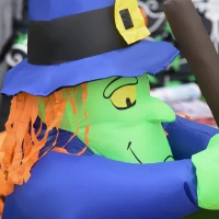 HOMCOM Outdoor Yard Colorful 5.5ft Blow Up Inflatable Halloween Two Old Witch and Magical Potions Decoration with LED for Indoor Outdoor House Party Display(m-9)