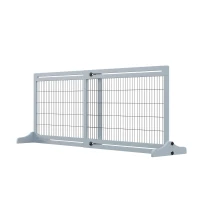 PawHut 72" W x 27.25" H Extra Wide Freestanding Pet Gate with Adjustable Length Dog, Cat, Barrier for House, Doorway, Hallway, Blue-Gray(m-11)