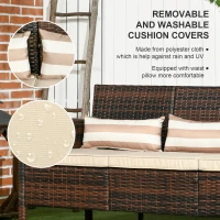 Outsunny 3-Seater Wicker Sofa, PE Rattan Outdoor Couch Conversation Furniture with Removable Cushions for Patio, Garden, Brown(m-6)