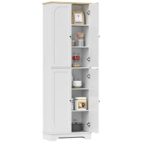HOMCOM 72" Tall Pantry Cabinet, Kitchen Pantry Cabinet with Adjustable Shelves, Storage Cabinet with 4 Doors, White(m-11)
