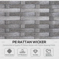 Outsunny 5 Pieces Wicker Patio Conversation Dining Furniture Set with Cushions, Table and Ottomans, Cream White(m-4)