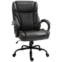 Vinsetto 484LBS Big and Tall Ergonomic Executive Office Chair with Wide Seat, High Back Adjustable Computer Task Chair Swivel PU Leather, Brown(m-1)