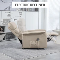 HOMCOM Power Lift Chair for Seniors, Electric Lift Recliner Chair with Remote Control, Side Pockets for Living Room, Beige(m-5)