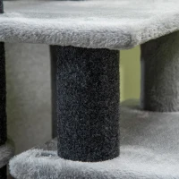 PawHut Adjustable Height 3 Step/4 Step Cat Stairs with Cat Scratching Post, Cat Condo, Toy Ball, for Bed, Sofa, Couch, Gray(m-8)