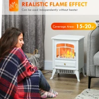 HOMCOM Fireplace Stove, Electric Fireplace Heater with Realistic LED Flames and Logs, 725W/1450W, White(m-4)