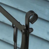 Outsunny Firewood Rack with Fireplace Tools, Outdoor Firewood Holder, 30.25" Tall Build with 2-Tiers for Fireplace, Wood Stove, Hearth or Fire Pit, Poker, Tongs, Broom, Shovel, Black(m-8)