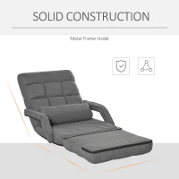HOMCOM Convertible Floor Sofa Bed, Recliner Armchair Upholstered Sleeper Chair with Pillow for Living Room Bedroom Lounge, Gray(m-7)