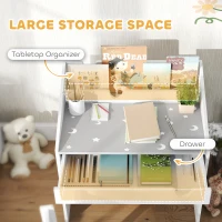 Qaba Kids Study Desk with Storage, Kids Desk and Chair Set for Bedroom & Study Room, Aged 3-6 Years, Gray(m-5)