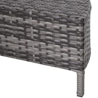 Outsunny 5PC Patio Furniture Set Outdoor Garden Rattan Wicker Sofa Cushioned Half-Moon Seat Deck with Pillow, Table, Grey(m-10)