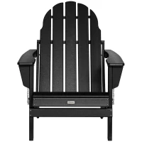 Outsunny Folding Adirondack Chair, HDPE Fire Pit Chair, Weather Resistant Outdoor Chair for Patio, Garden, Backyard, Lawn, Black(m-11)