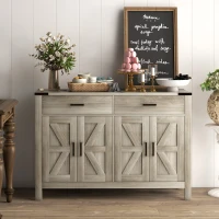 HOMCOM Sideboard Buffet Cabinet, Farmhouse Kitchen Storage Cabinet w/ 2 Drawers and Shelves for Living Room, Entryway(m-1)