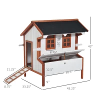 PawHut 47" Chicken Coop Wooden Chicken House Rabbit Hutch Raised Poultry Cage Portable Hen Pen Backyard with Nesting Box and Handles(m-3)