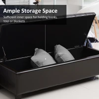 HOMCOM 51" Ottoman Storage Bench, Faux Leather Storage Chest with Lift Top, Tufted Ottoman for Living Room, Entryway, Dark Brown(m-4)