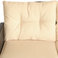 Outsunny 4 Pieces Patio Furniture Sets with Cushions, PE Rattan Wicker Conversation Chairs with Two-Tier Coffee Table for Backyard Porch Garden Poolside and Deck, Beige(m-8)