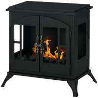 HOMCOM Freestanding Ethanol Fireplace Bioethanol Fireplace Stove, 0.25 Gal Max 269 Sq. Ft., Burns up to 3 Hours, Black(m-11)