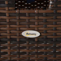 Outsunny 2 PCS Patio Wicker Ottoman Set, Two Square Outdoor PE Rattan Footrest with Removable Cushion, Freely Combined Furniture w/ Handle for Backyard, Garden, Poolside, Blue(m-9)