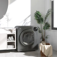 HOMCOM Compact Laundry Dryer Machine, 1300W, 3.22 Cu. Ft. Electric Portable Clothes Dryer with 7 Drying Modes for Apartment or Dorm, Grey(m-1)
