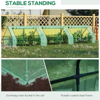 Outsunny 158" x 39" x 32" Plant Greenhouse Portable Garden Seed Flower Tunnel Growing Tent 3 Large Zippered Roll-up Doors Backyard Gardening Planter Green(m-5)