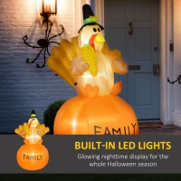 HOMCOM 4.9ft Inflatable Thanksgiving Turkey, Blow Up LED Display for Garden Indoor Outdoor(m-4)