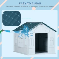 PawHut Plastic Dog House for Medium and Small Dogs, Water Resistant Puppy Shelter Indoor Outdoor with Door, Easy to Assemble, Blue(m-5)
