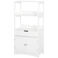 kleankin Bathroom Floor Cabinet, Free Standing Kitchen Cupboard with Shelves, Drawer and Doors, Storage Organizer for Living Room, White(m-11)