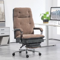 HOMCOM Home Office Chair, Big and Tall Fabric Computer Desk Chair, Swivel Task Chair with Adjustable Height, Coffee(m-7)