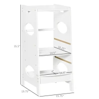 HOMCOM Kids Kitchen Stool with Adjustable Height, Counter Step Stool for Toddlers for Kids, White(m-3)