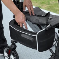 HOMCOM Lightweight Folding Rolling Walker with Large Seat, Back, Adjustable Handle, Bag, Dual Brake, Cane Holder, Black(m-9)