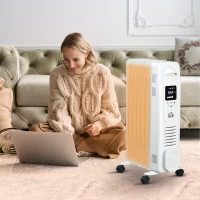 HOMCOM 25.25" Electric Space Heater, Freestanding 161 Sq. Ft. Heater with 3 Modes, Timer, and Remote, 1500 W, White(m-10)