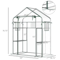 Outsunny Outdoor Walk-in Mini Greenhouse with Mesh Door & Windows, Small Portable Garden Green House with 3 Tiers 6 Shelves, Trellis, & Plant Labels(m-3)