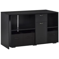 HOMCOM Convertible L-Shaped Computer Desk, Corner Table wth 3 Fabric Storage Boxes, Retractable Home Office Desk, Black(m-11)