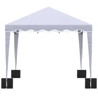 Outsunny 10' x 10' Pop Up Canopy Tent with Sand Bags, Instant Shelter with Adjustable Height and Carry Bag, Garden Outdoor Party Tent, White(m-10)